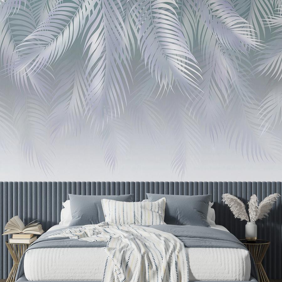 фотообои серо-голубые перья 14-544