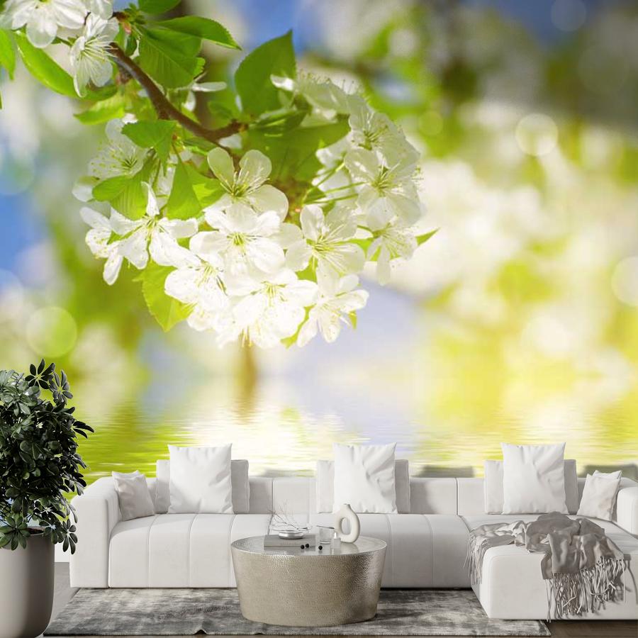 фотообои ветка вишни у воды 10-095