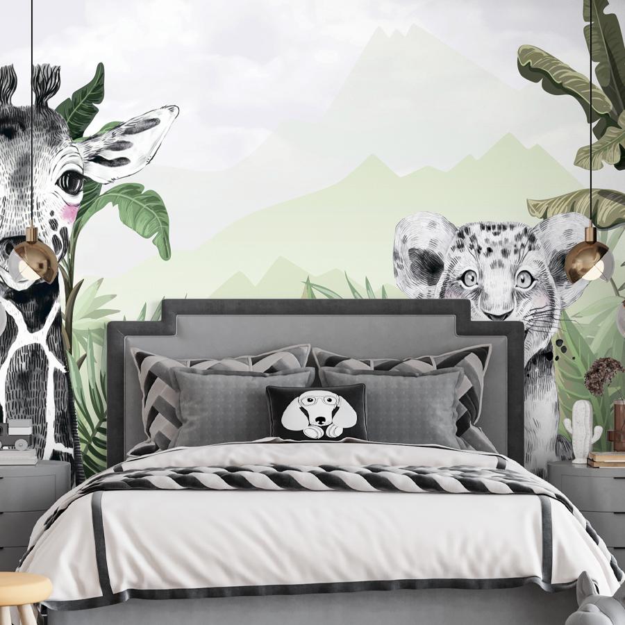 фотообои жираф и тигренок 14-431