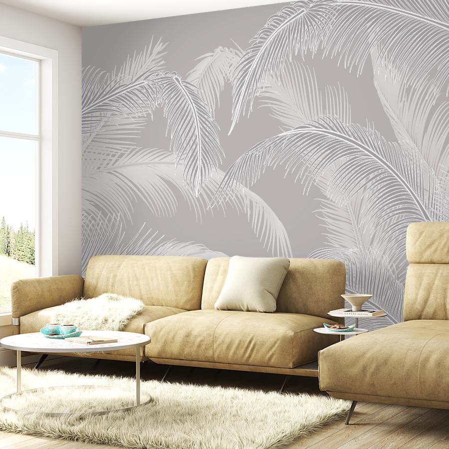 фотообои листья пушистые белые в спальню 14-1216