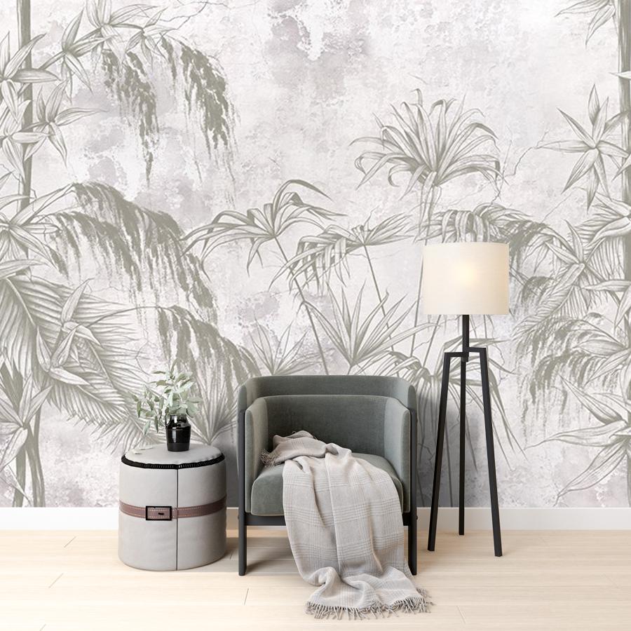 фотообои пальмы на сером фоне 9-1635