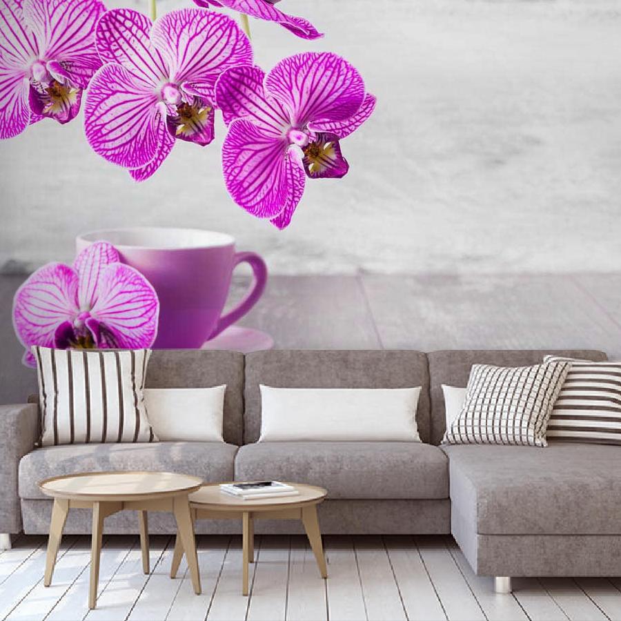 фотообои розовая орхидея  и кружка 10-170
