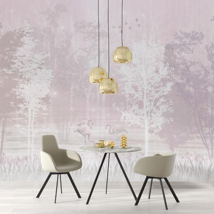 фотообои фламинго в тумане 9-1837 фотообои фламинго в тумане 9-1837