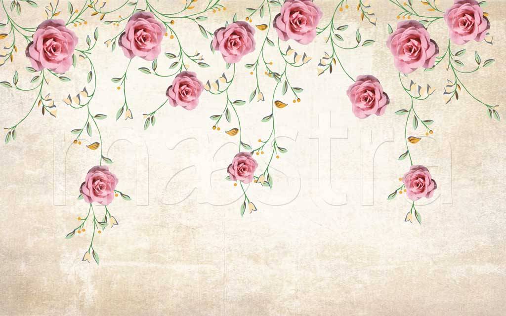 Фотообои Розовые розы на коричневом фоне