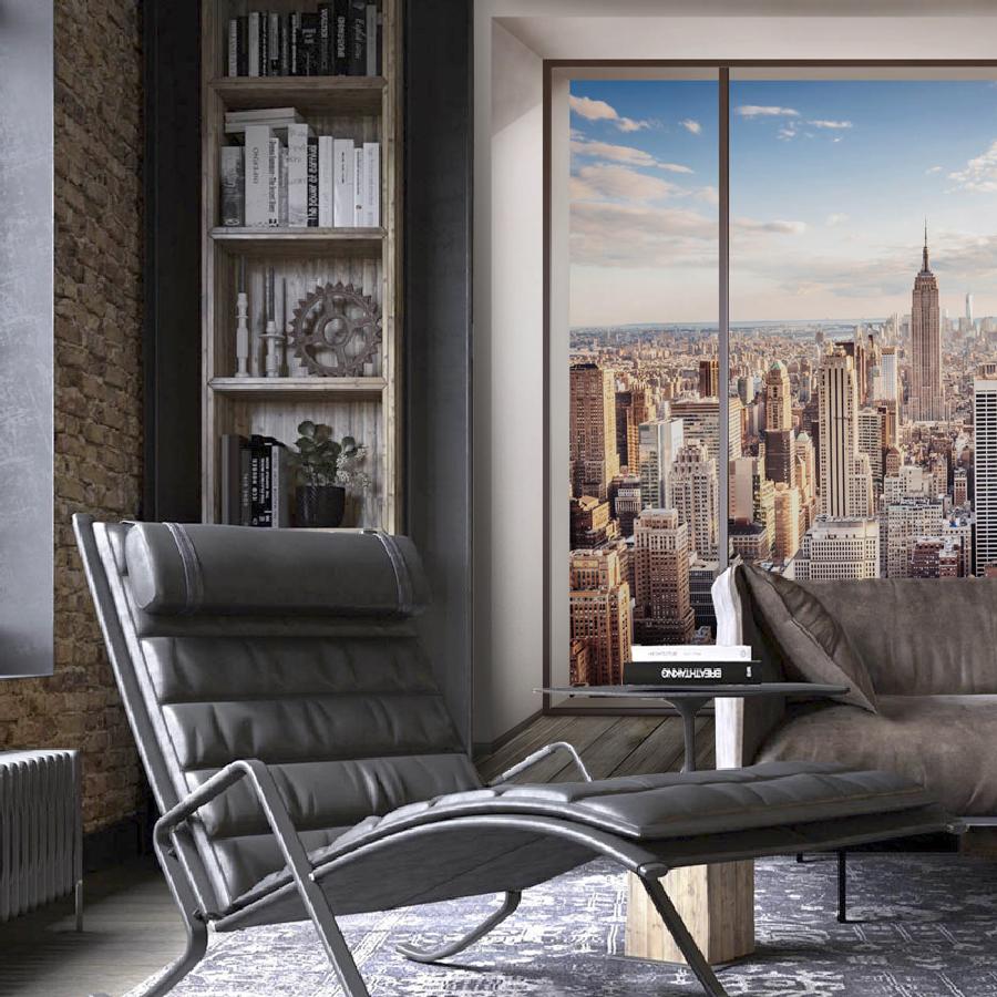 фотообои окно с видом на мегаполис 19-0067