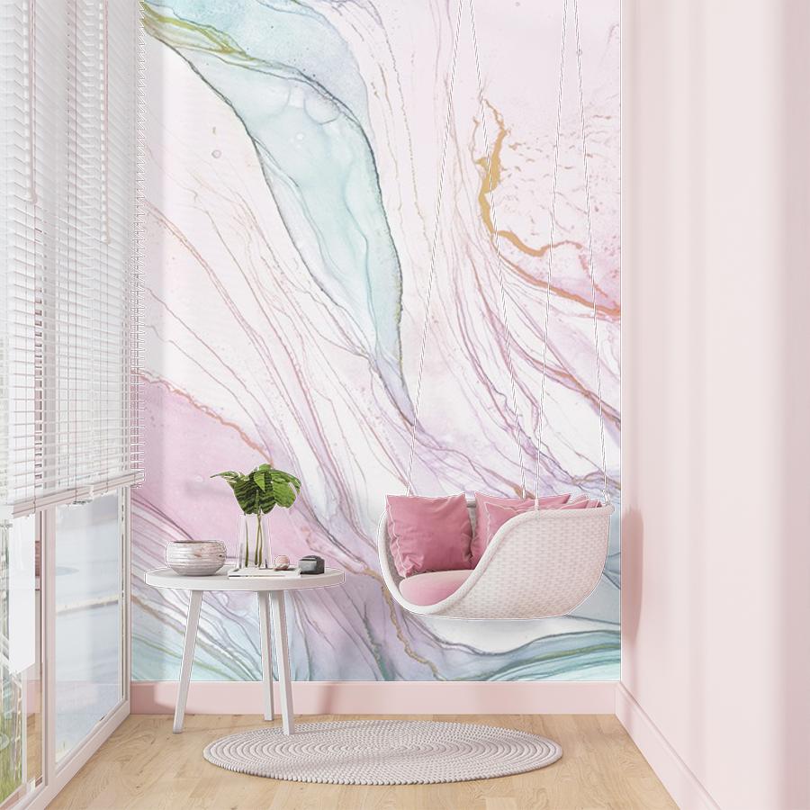 фотообои флюид арт легкий розовый с голубым 14-703
