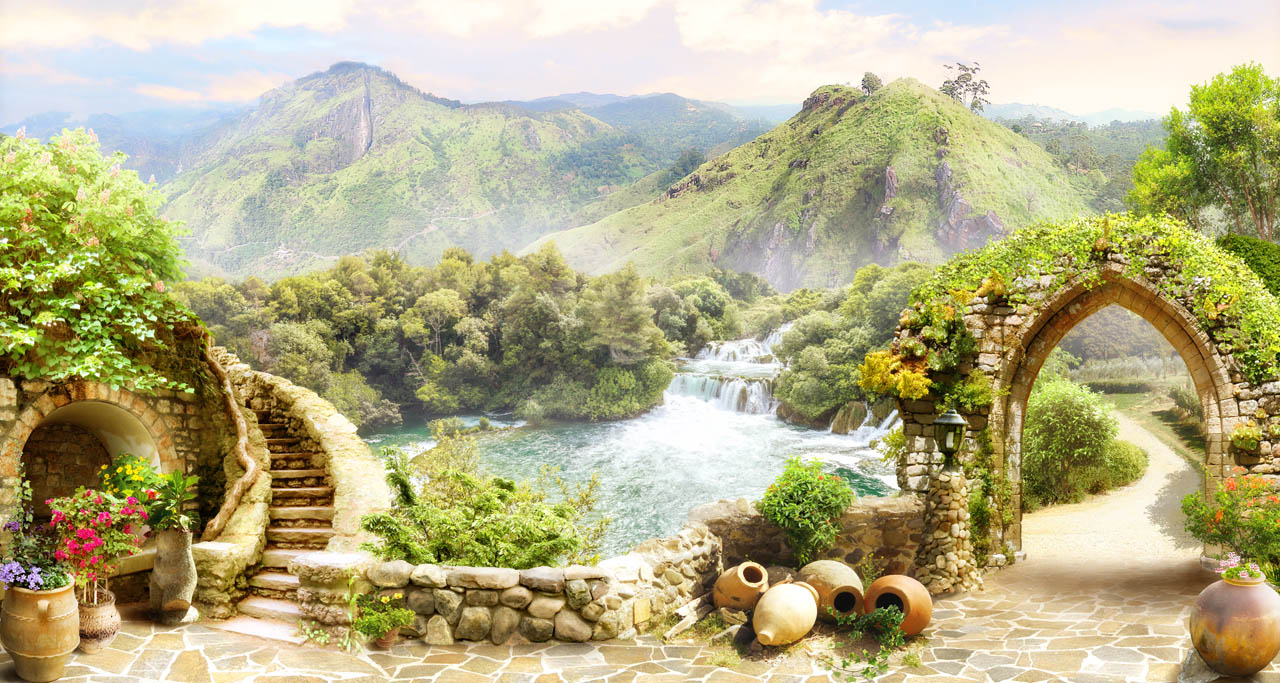 фотообои горы в зелени 19-0187