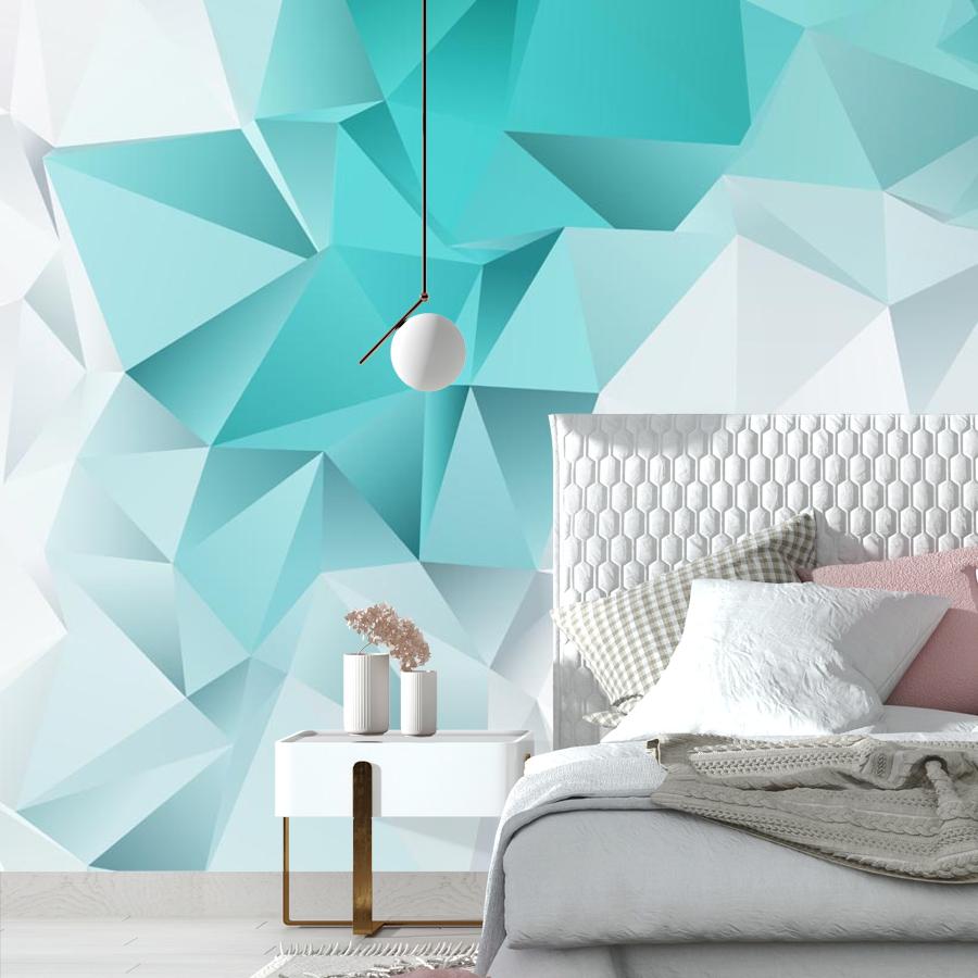фотообои бирюзовые 3д треугольники 9-1498 фотообои бирюзовые 3д треугольники 9-1498