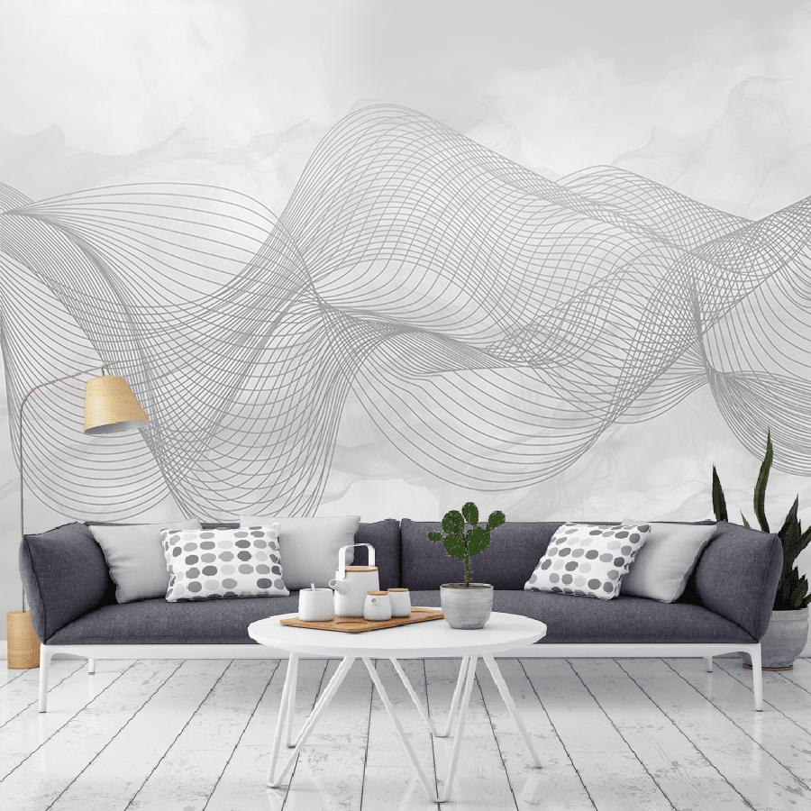 фотообои линии на серой дымке 9-1785