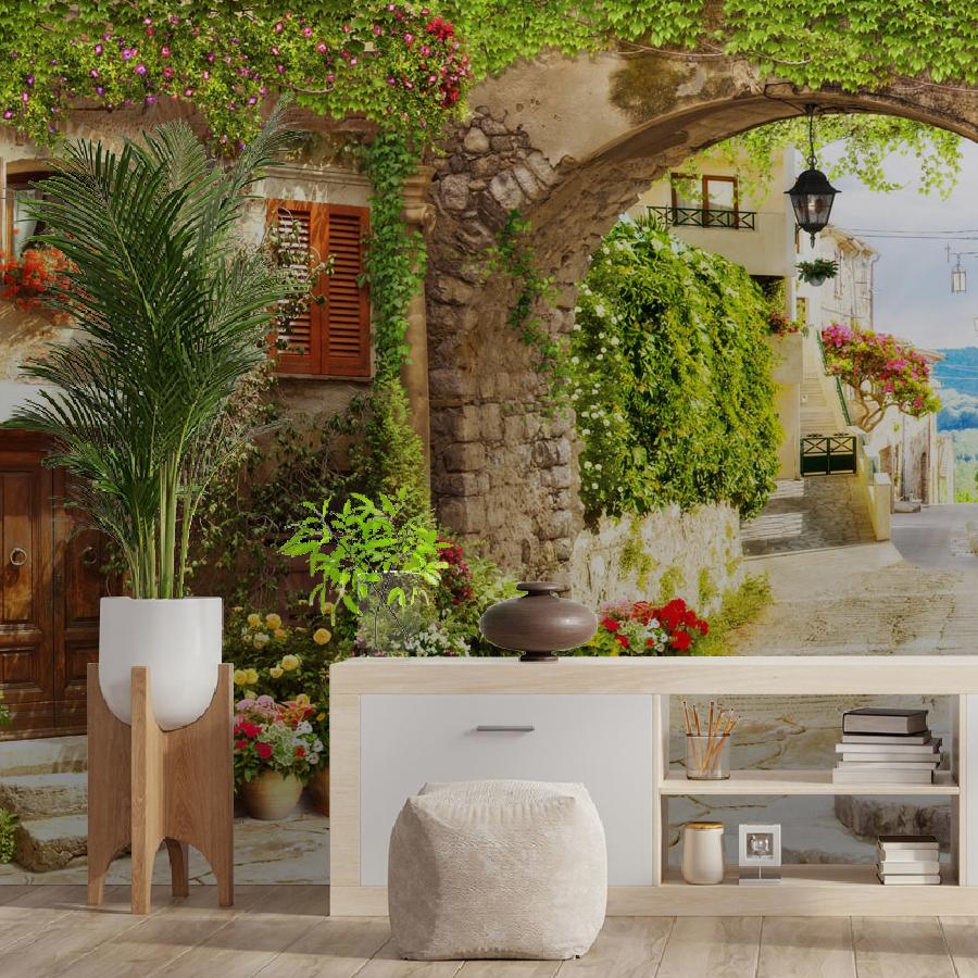 фотообои улочка через арку 19-0030