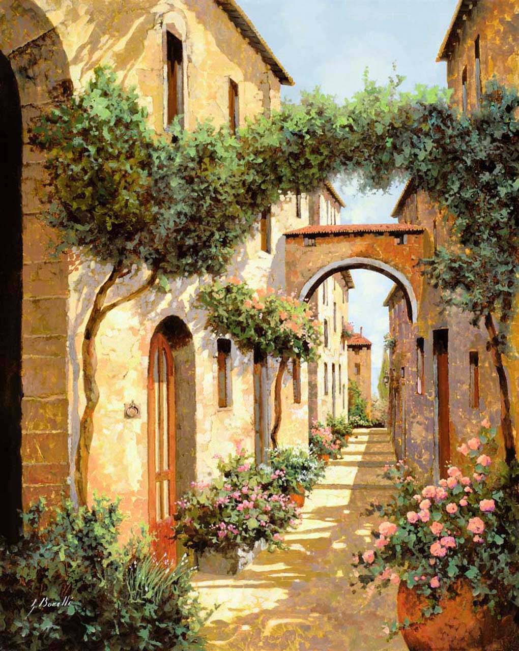 фотообои светлая улочка, уходящая вдаль 8-027