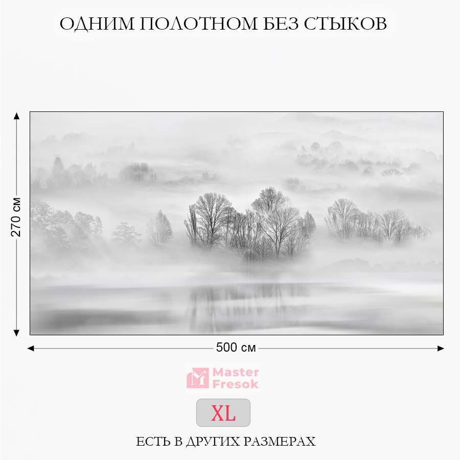 Фотообои, фотообои туманный лес в отражении 13-853