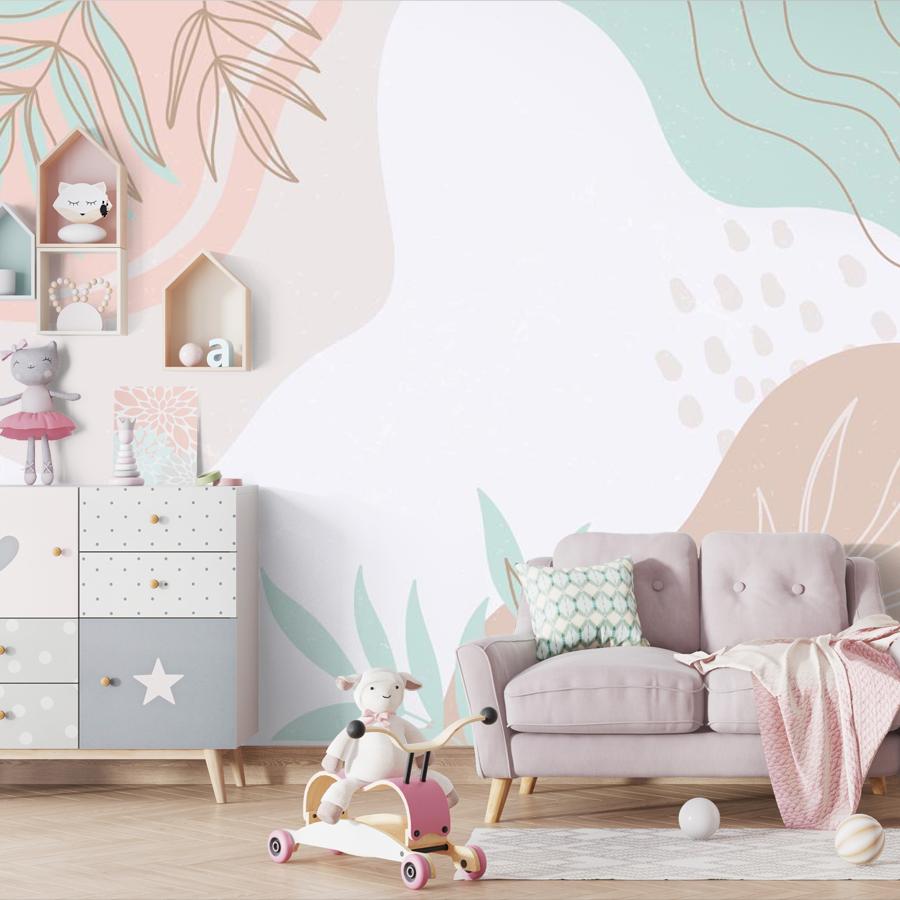 фотообои веточки на пудровом фоне 12-1424