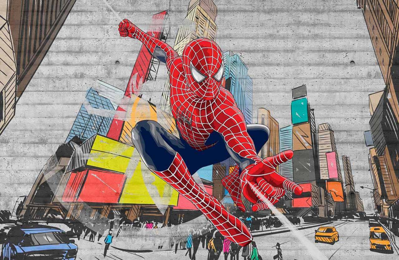 Фотообои Человек паук в городе