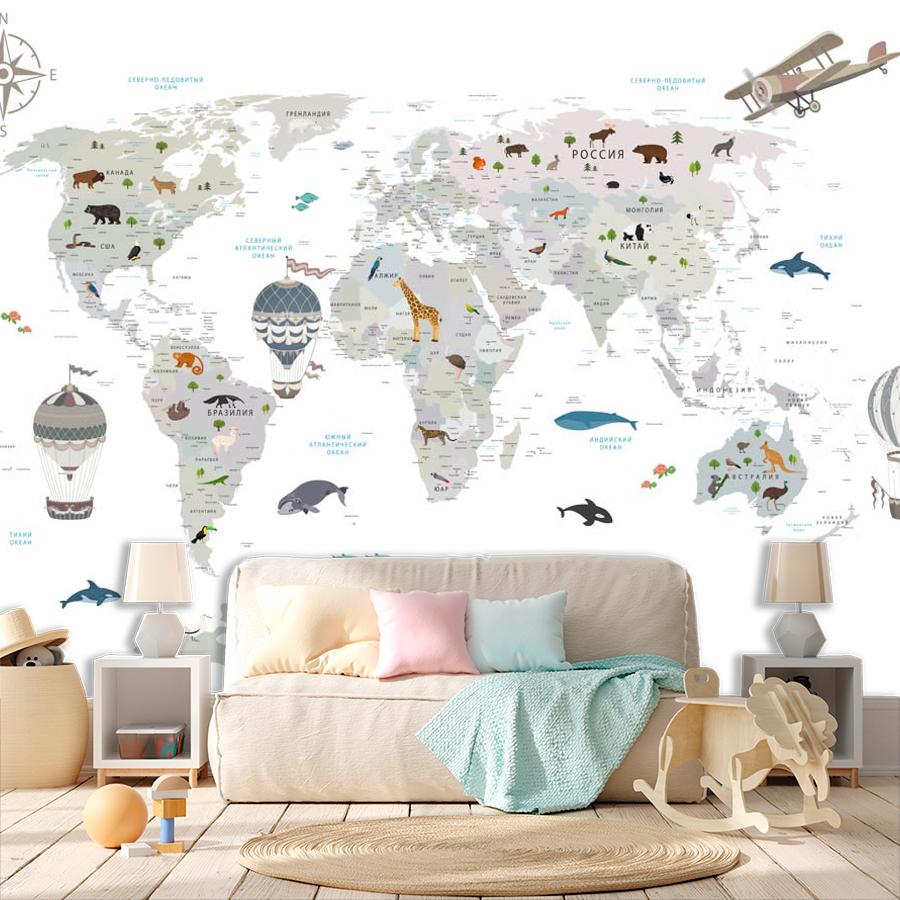 фотообои серая карта на белом фоне 14-184