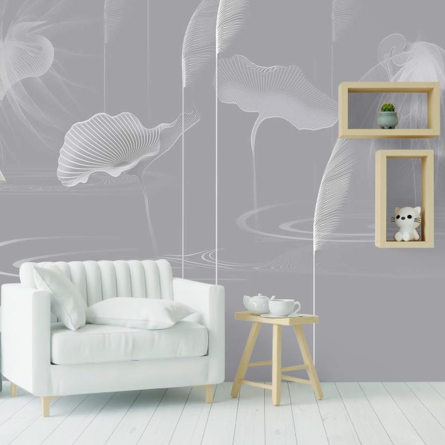 фотообои тонкие линии колоски и кувшинки 13-988