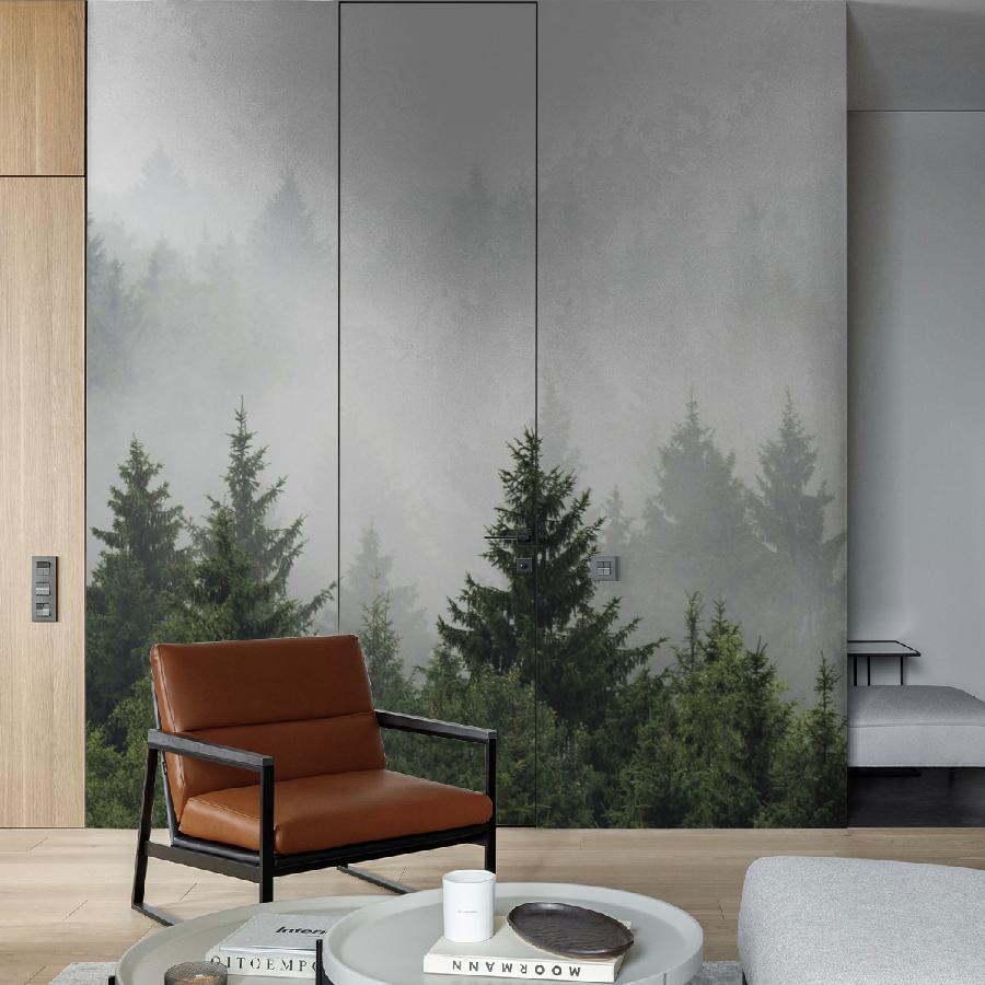 фотообои туман в утреннем лесу 9-1215