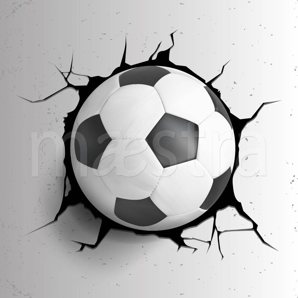 Фотообои Футбольный мяч в стене