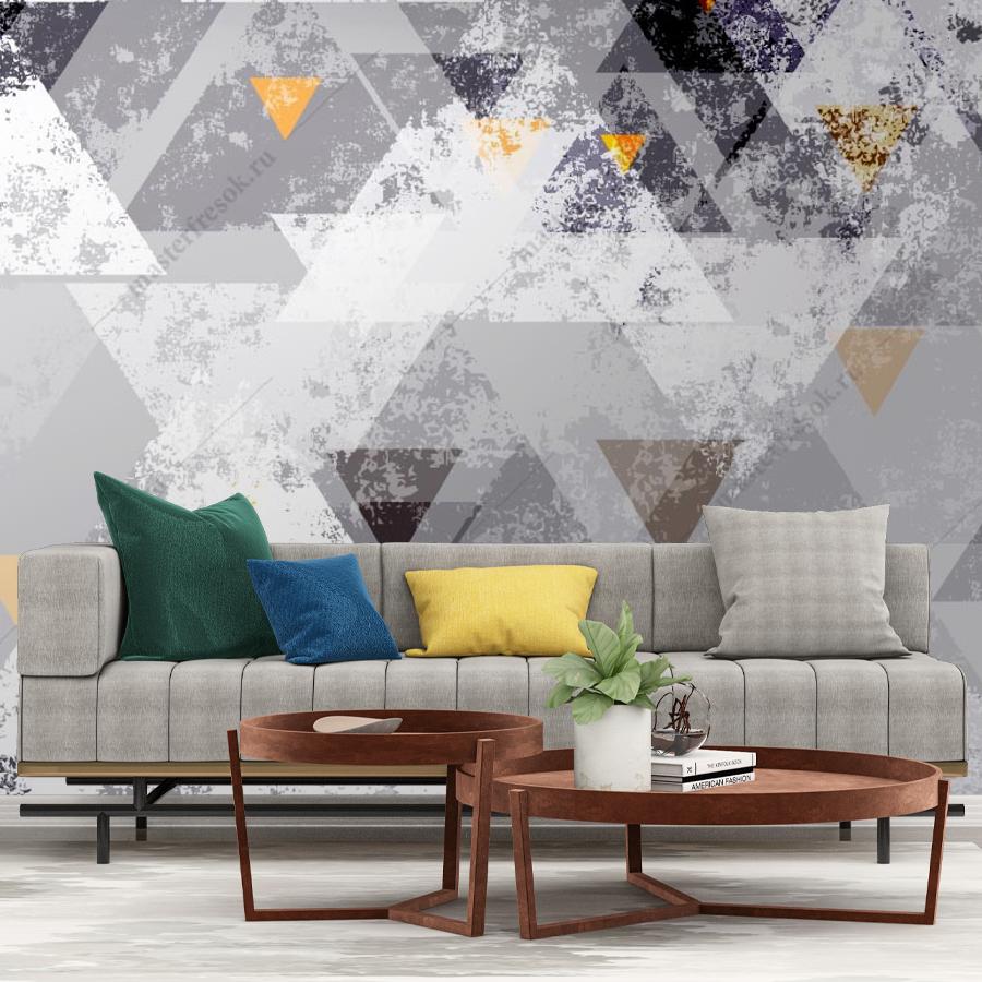 фотообои серебряные треугольники фон 10-945