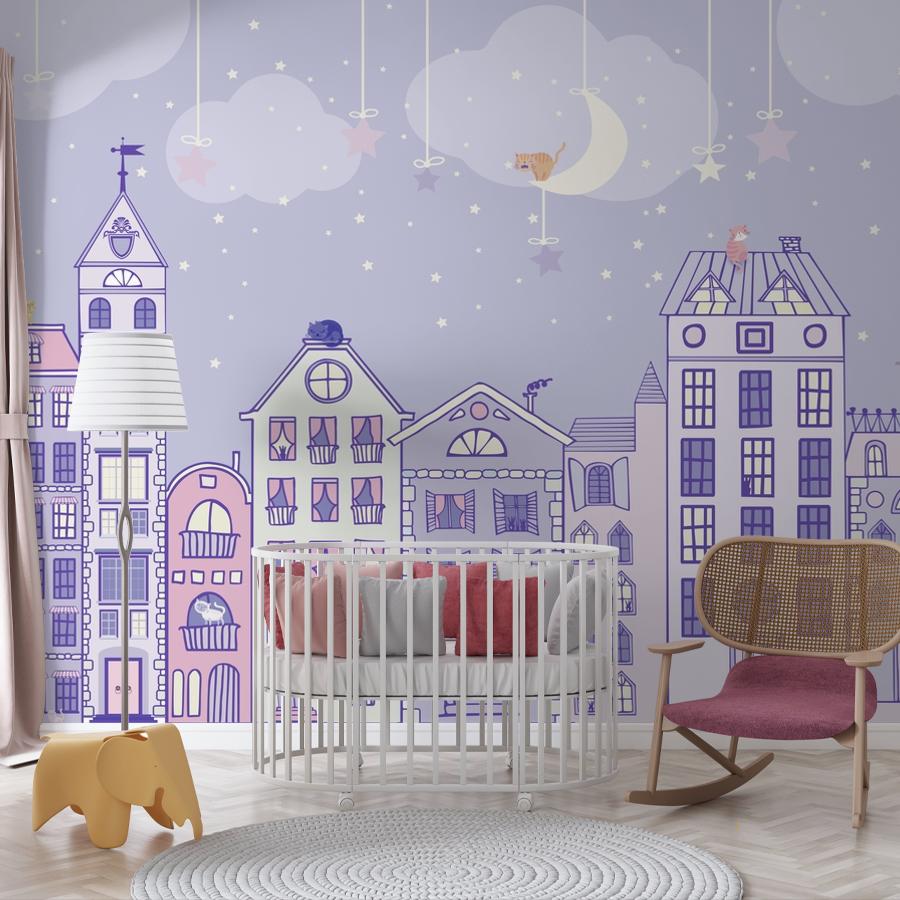 фотообои домики ночью 13-155 фотообои домики ночью 13-155