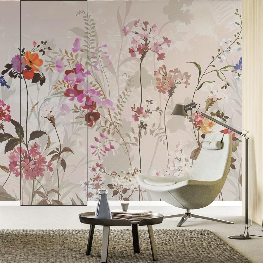 фотообои цветочная поляна с птицами 14-1110