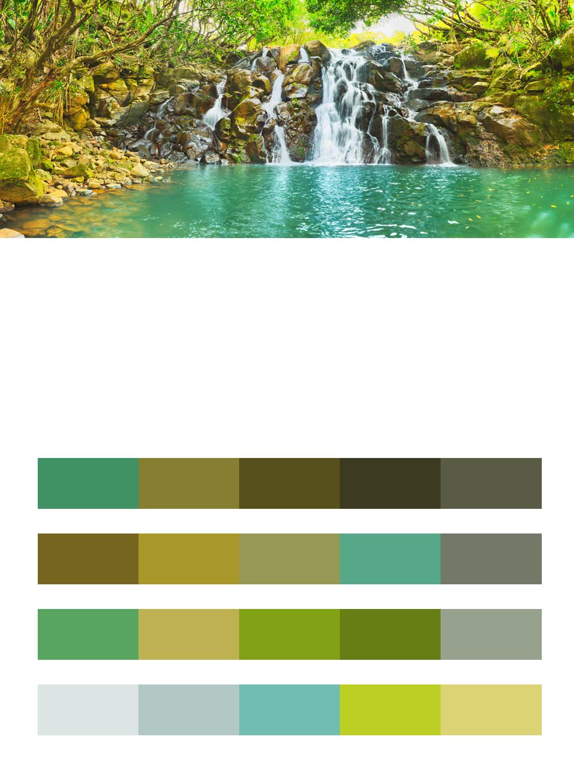 Живописный каскад водопада Вакоас. Остров Маврикий. цвета