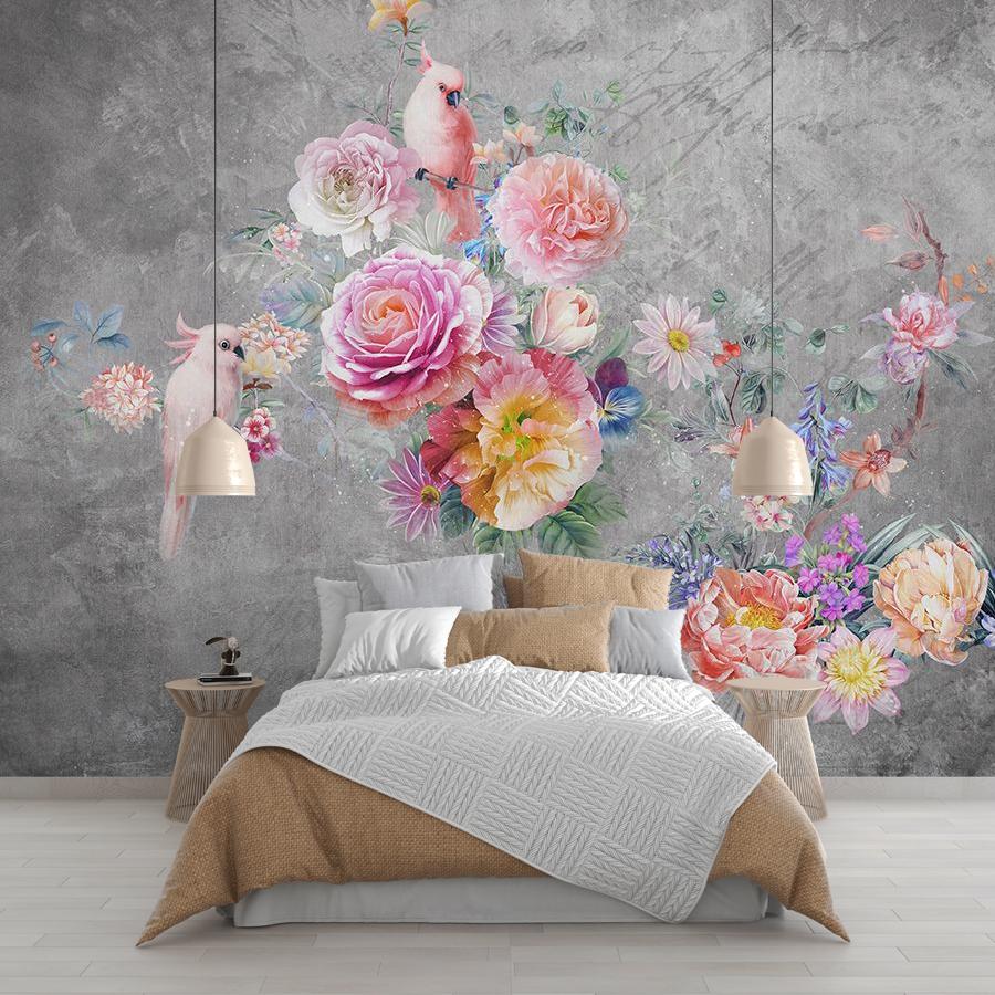 фотообои попугаи в цветах 9-1608