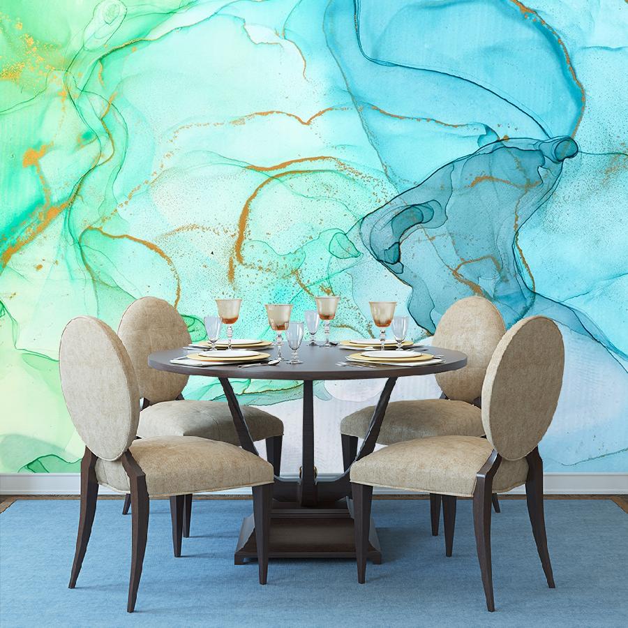 фотообои флюид арт зеленый с голубым 9-1788