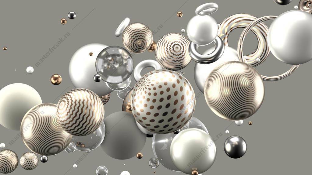 Фотообои 3д серебряные шары