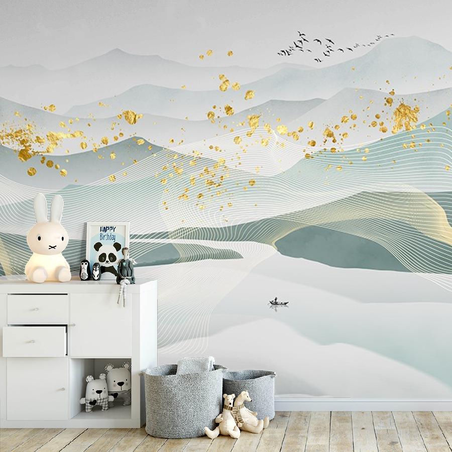 фотообои горы зеленые в золотистой дымке 9-1998