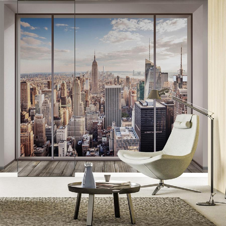 фотообои окно с видом на мегаполис 19-0067