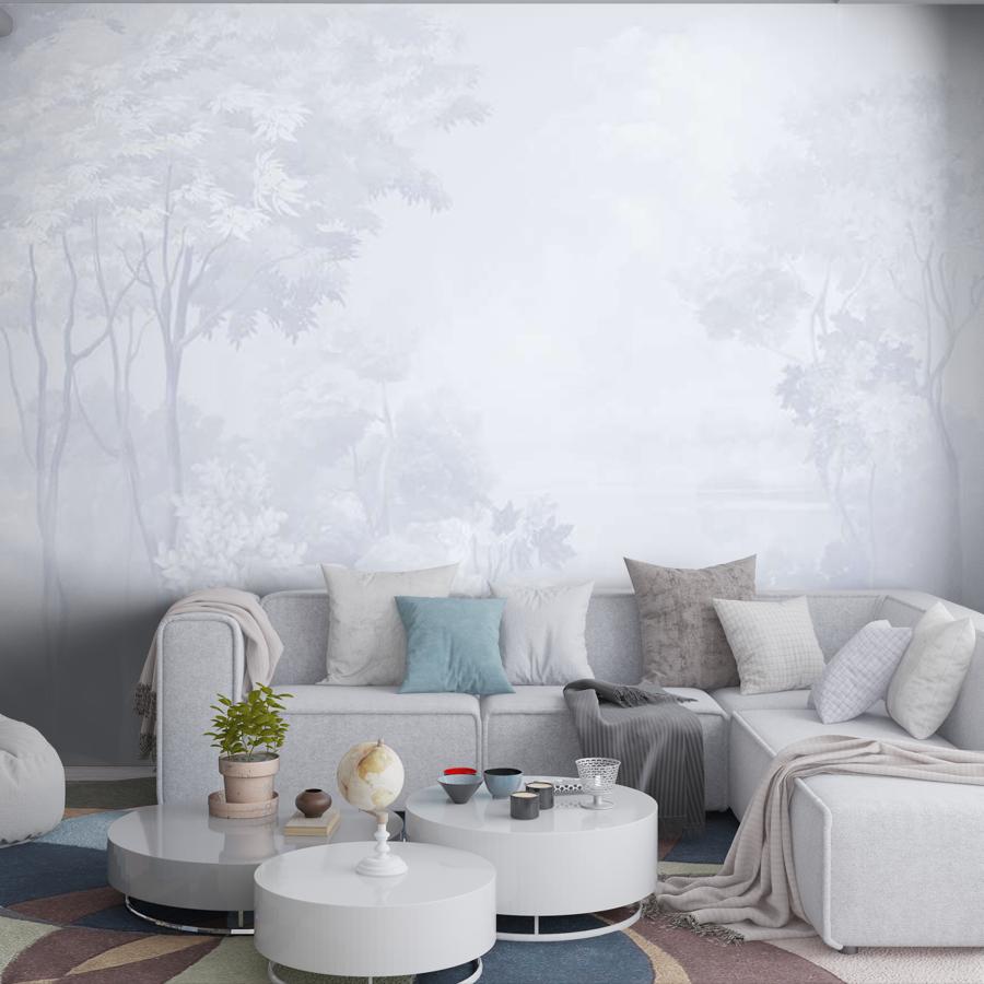 фотообои лес абстрактный голубой 13-1066