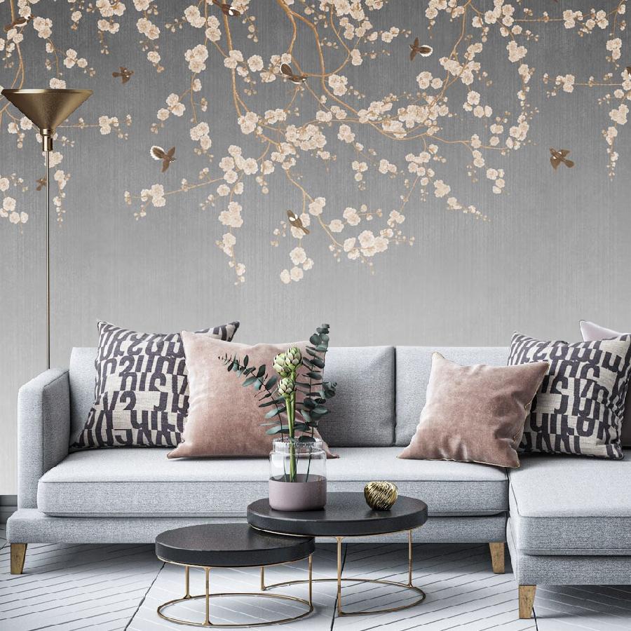 фотообои веточка сакуры и птицы 9-1481