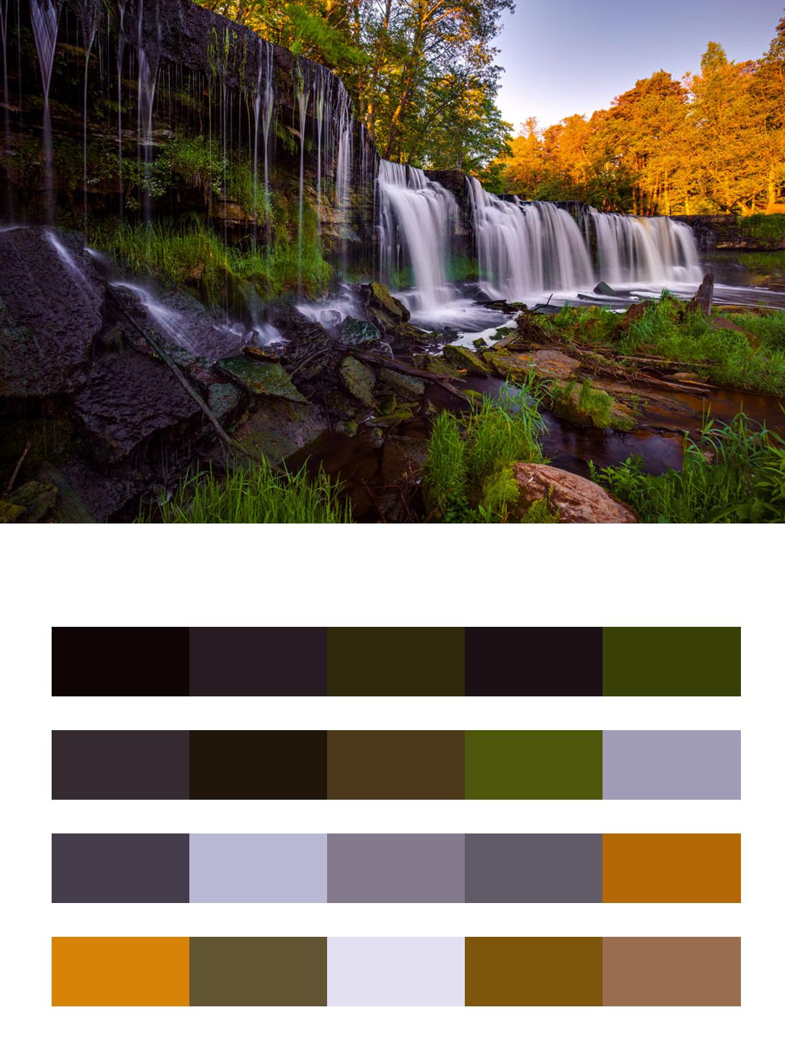 Знаменитый водопад в Эстонии цвета