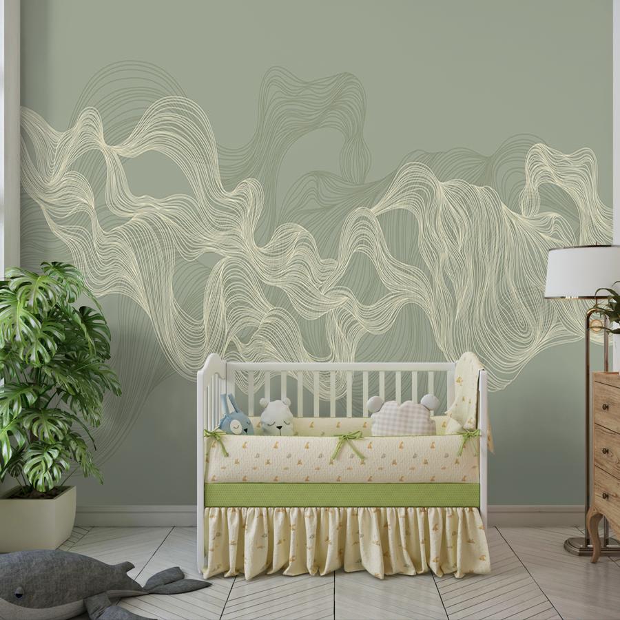 фотообои линии золотые на зеленом 14-970