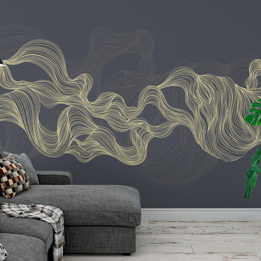 фотообои линии золотые на темном 14-975