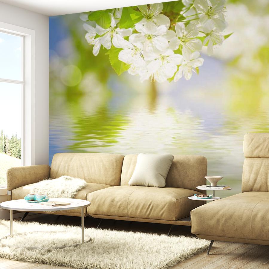 фотообои ветка вишни у воды 10-095