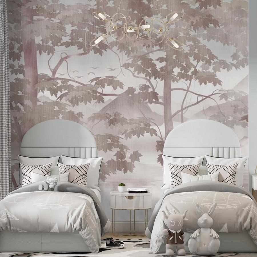 фотообои силуэт туманного леса 13-290