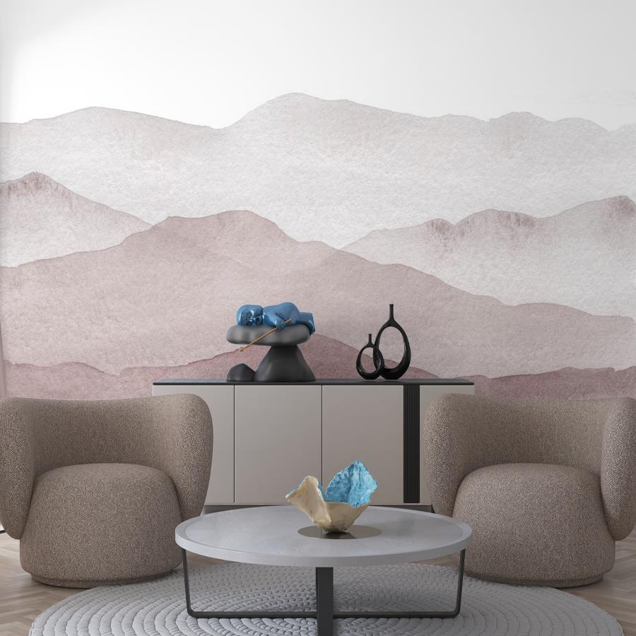 фотообои розовые холмы в тумане 9-1375 фотообои розовые холмы в тумане 9-1375