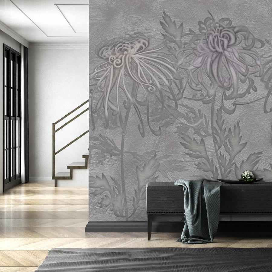 фотообои 3д цветы серые 13-1001