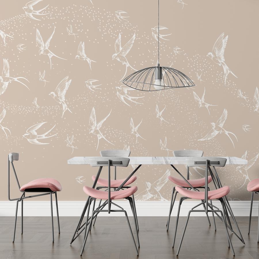 фотообои стая ласточек белых 14-1189