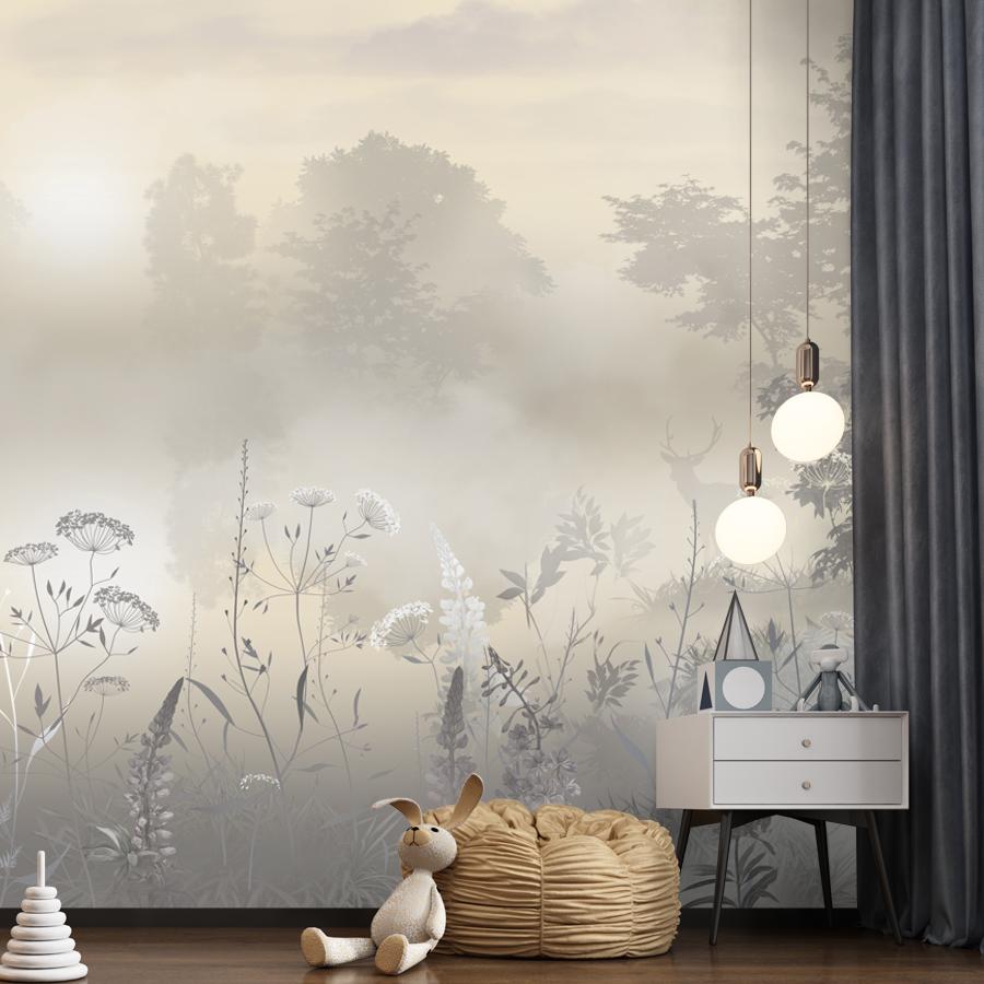 фотообои поляна 3д в тумане