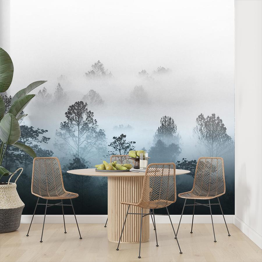 фотообои лес в утреннем тумане 9-2026