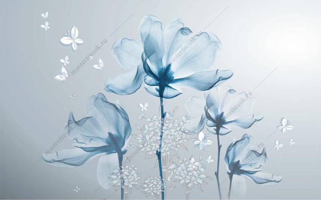 Фотообои Голубые цветочки