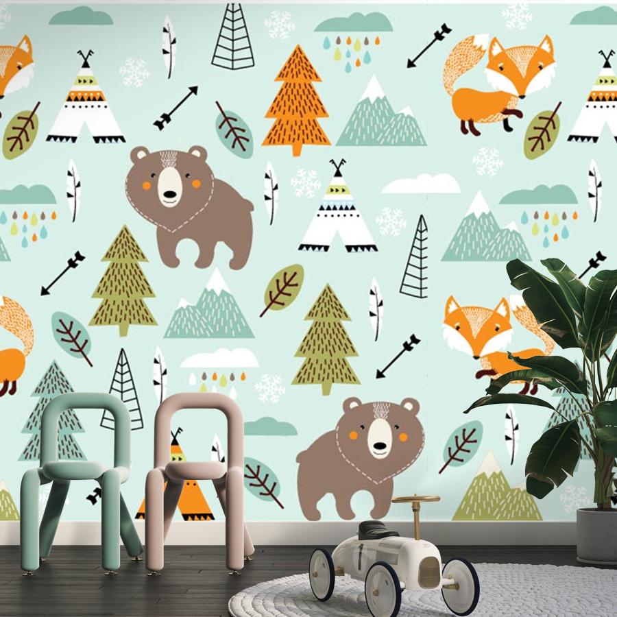 Фотообои и фотообои мишки и лисички 12-692