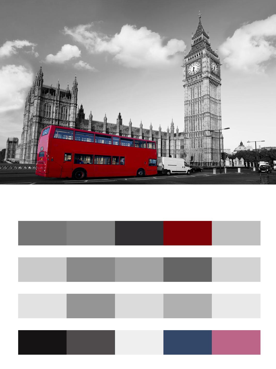Красный автобус на улицах Лондона цвета