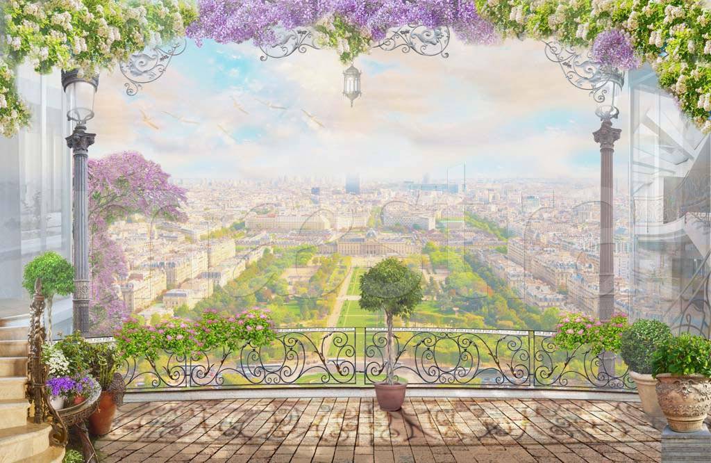 Фотообои Шикарный вид с балкона на Париж