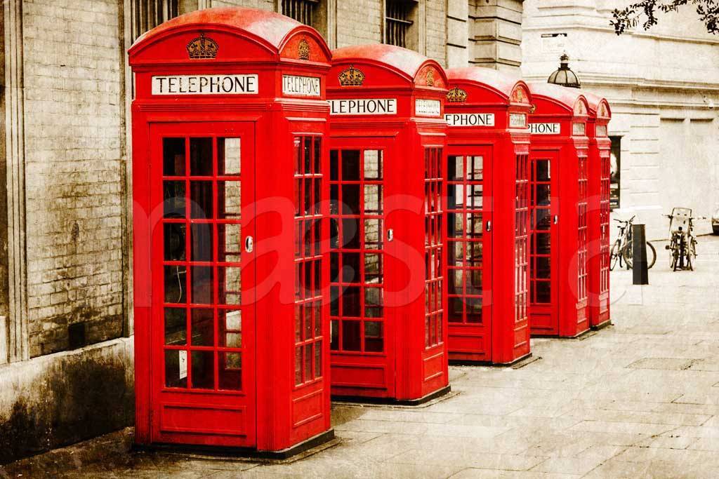 Фотообои Телефонные будки серого Лондона