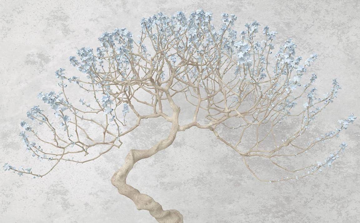 Фотообои Стереоскопическое дерево нежно-голубое