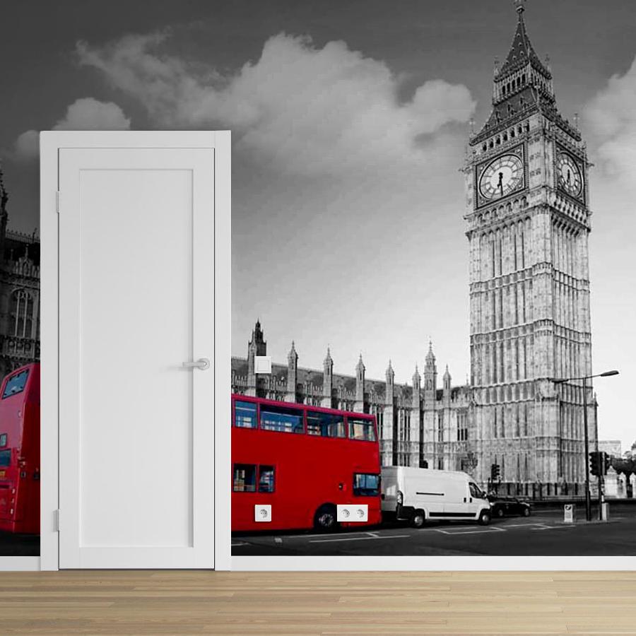 фотообои красный автобус на улицах лондона 9-438